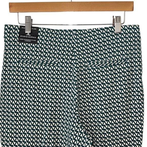 JL Jules & Leopold‎ Womens Geo Kick Flare Pull-on Pants Green White Medium NWT - Picture 4 of 10